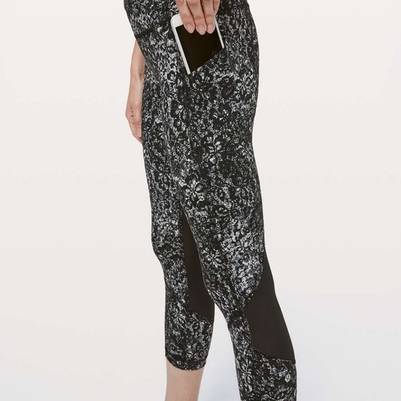 Lululemon Pace Rival Crop 22" Achromatize Ice Grey Black Size 6 - Picture 12 of 14